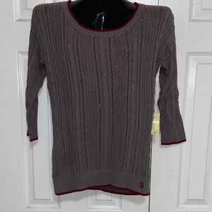 U.S. Polo Assn. Women's Taupe Cable Knit Sweater